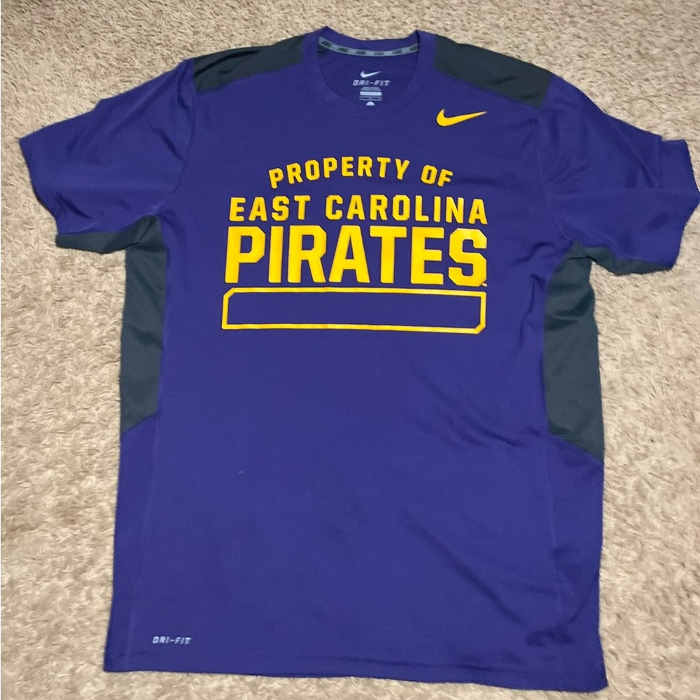 Nike Men’s Dri-Fit “Property Of East Carolina” Pirates Shirt Size Large Purple